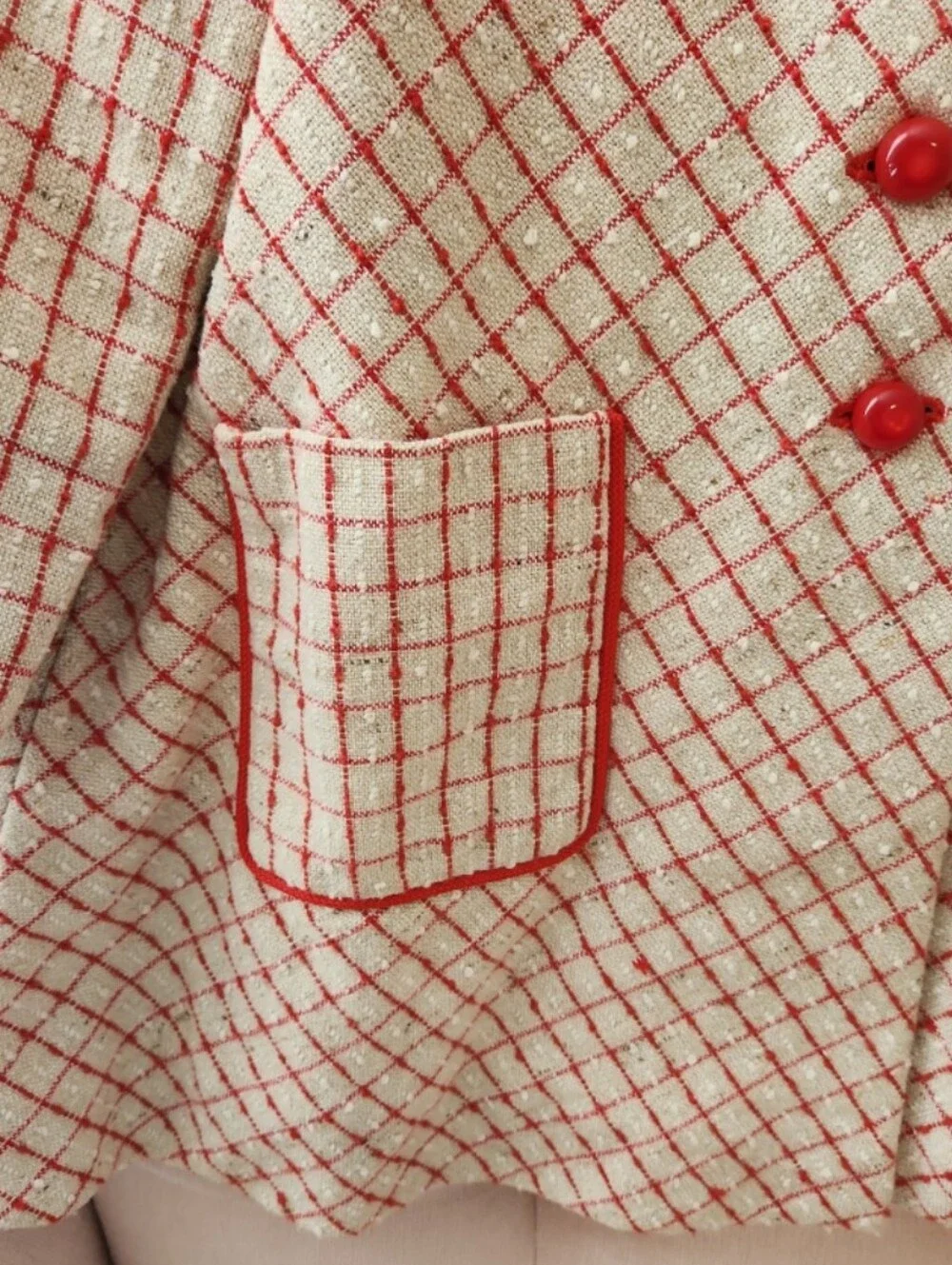 Vintage Christmas Winter Red Plaid Coat Jacket size 3t 4t smocked like